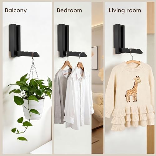 2 Pack Clothes Drying Rack Wall Mounted, Space Saver Wood Wall Mounted Folding - Image 5