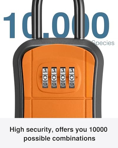 Puroma Key Lock Box Outdoor 4 Digit Code Combination Lockbox House 1 Orange - Image 3