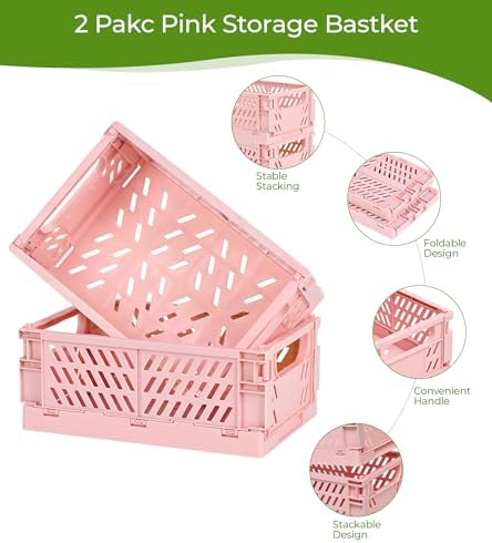 HUUSMOT 2-Pack Collapsible Plastic Storage Baskets, 9.8"x6.5"x3.8" - Image 2