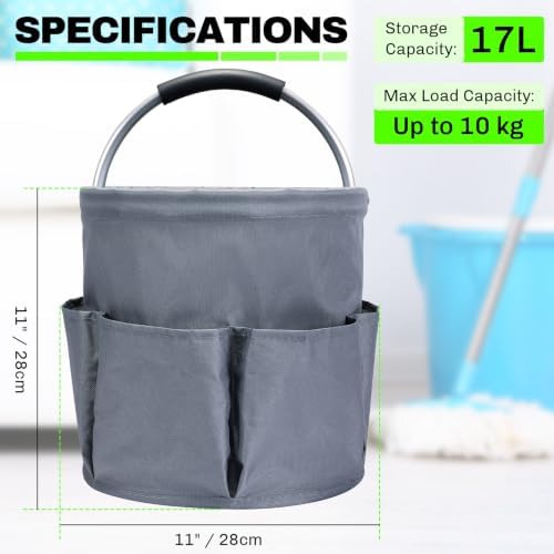 17L Cleaning Caddy with Handle Foldable 6 Pockets - Image 2