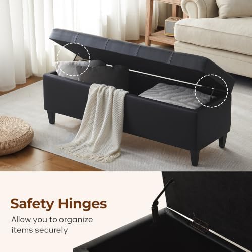 51" Storage Bench, Leather Tufted Storage Ottoman Bench - Image 5
