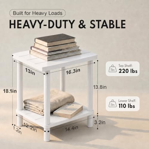 PASAMIC Outdoor Side Table, 2-Tier Square Patio Table - Image 2