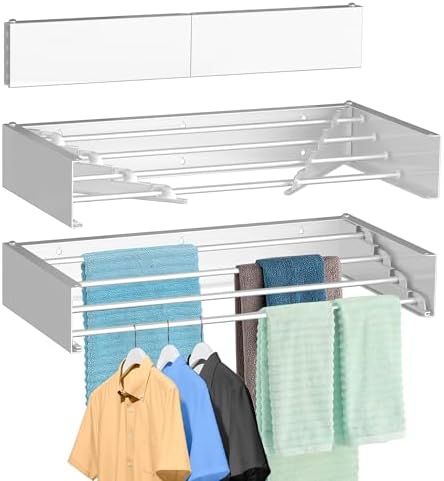 FOCHIER F Laundry Drying Rack Wall Mounted Clothes Drying Rack White by FOCHIERF