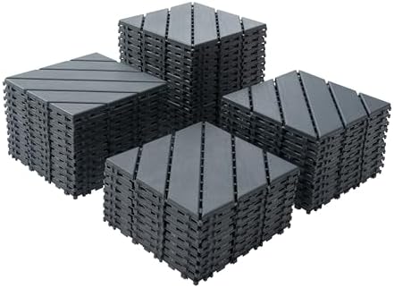Plastic Interlocking Deck Tiles, 44 Pack Patio Deck Tiles, Patio Floor Decking - Image 2