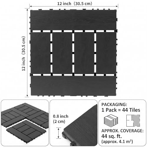 Interlocking Deck Tiles, 44 Pack, Running Bond Pattern Decking Tiles - Image 4