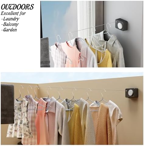 Retractable Clothesline Indoor, Non-Sagging Clothes Line Retracting Outdoors - Image 7
