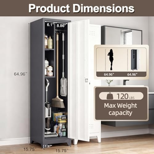 65" H Broom Closet Storage Cabinets, Utility Cabinet - Image 3