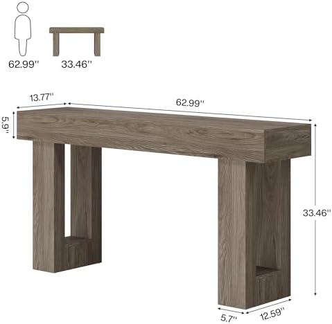 Tribesigns Farmhouse Console Table, 63-Inch Long Narrow Sofa Table Behind The - Image 2