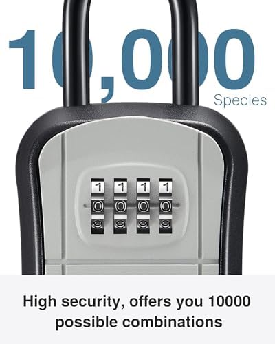Puroma Key Lock Box Outdoor 4 Digit Code Combination Lockbox House, 4 Gray - Image 3