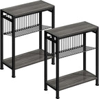 End Table Set of 2 for Small Space, 3-Tier Narrow Side Table by HOME
