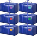 6 Pack Moving Bags with Full-Open Side Zipper, Extra Large 93L Heavy Duty by RMOHRO