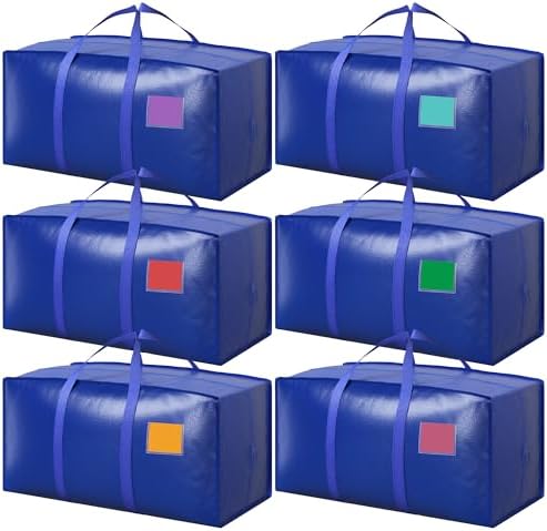 6 Pack Moving Bags with Full-Open Side Zipper, Extra Large 93L Heavy Duty by RMOHRO