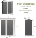Patiowell 5x3 FT Outdoor Storage Shed, Garden Tool Shed - Image 3