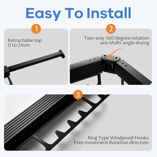 Foldable Wall Mounted Laundry Drying Rack, 3 Fold Retractable Clothes Drying - Image 4