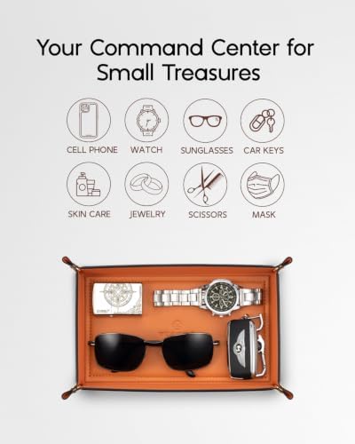 VLANDO Valet Tray, Foldable PU Leather Catchall Tray - Image 2