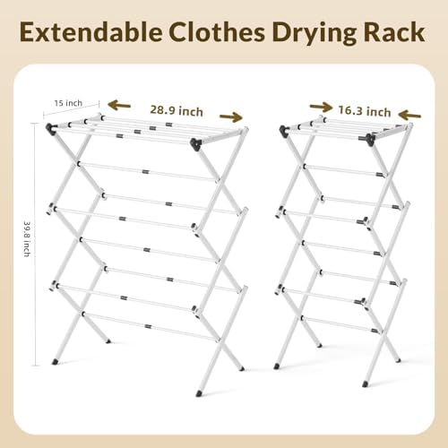 Clothes Drying Rack Collapsible, Heavy Duty Foldable Laundry Rack - Image 2