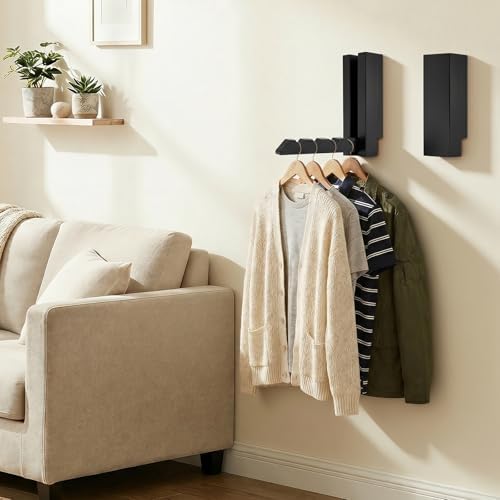 2 Pack Clothes Drying Rack Wall Mounted, Space Saver Wood Wall Mounted Folding - Image 6