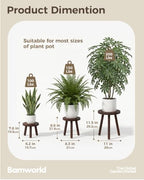 Bamworld Plant Stand Indoor 3 Pack Plant Stools - Image 3