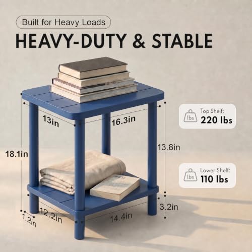 PASAMIC Outdoor Side Table, 2-Tier Square Patio Table - Image 2