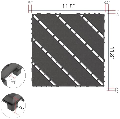 44 Pack Interlocking Deck Tiles, 12x12 Inch Modern Plastic Outdoor Flooring - Image 3