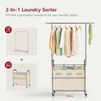 Tajsoon Laundry Hamper with Hanging Rack, Laundry Sorter 3 Section - Image 3