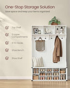 VASAGLE Hall Tree with Bench and Shoe Storage, 16 Open Compartments - Image 3