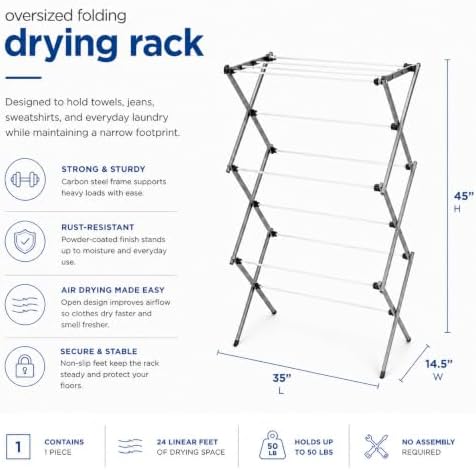 Honey-Can-Do Oversized Clothes Drying Rack, 50 lb - Image 5