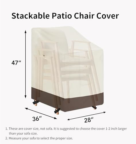Easy-Going Outdoor Stackable Chair Cover, 1 Pack-28Wx36Dx47H inch - Image 6