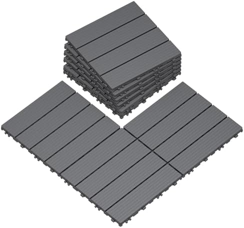 9 PCS Plastic Interlocking Deck Tiles, 11.8"x11.8" Patio Flooring by BuynowfromGreesum