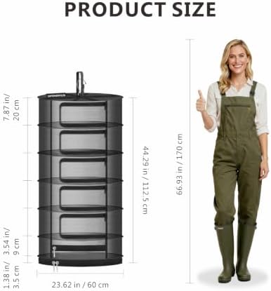 24" Diameter 6 Layer Herb Drying Rack Foldable C-Shaped Zipper - Image 2