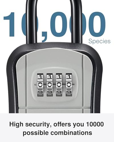 Puroma Key Lock Box Outdoor 4 Digit Code Combination Lockbox House, 8 Gray - Image 2