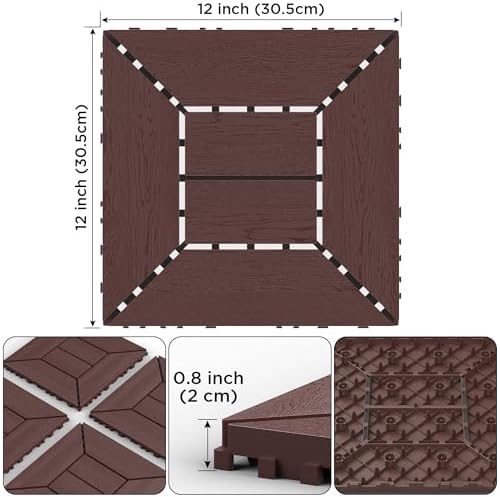 Plastic Interlocking Deck Tiles, 44 Pack, Non-Slip Patio Floor Decking Tiles - Image 2