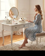 Round Faux Leather Vanity Tray Organizer - Image 7