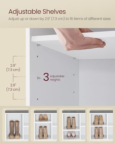 VASAGLE Shoe Bench with Cushion, 8 Compartments, 4 Adjustable Shelves - Image 5