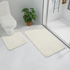 Ivory Bathroom Rug Set 2 Piece Bath Mat 21x34'' &U Shape Toilet Rug 21x21'' - Image 7