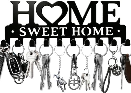Key Holder Hooks Organizer Hanger Rack Wall Mounted Sweet Home Metal Decor by Conwithna
