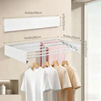 Wall Mounted Laundry Drying Rack, Carbon Steel Foldable & Retractable Clothes - Image 2