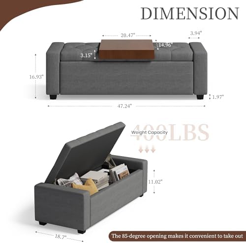 Upholstered Ottoman with Storage Bench - Image 3