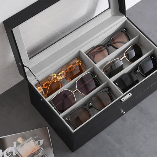 ProCase 12 Slots Sunglasses Organizer, 2 Layer Sunglass Case, Leather Eyeglass - Image 6