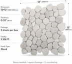 Lovdeco White Pebble Tile Shower Floor, Mosaic Pebble Backsplash - Image 3
