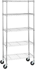 Amazon Basics 5-Shelf Adjustable, Heavy Duty Storage Shelving Unit on 4" Wheel by AmazonBasics
