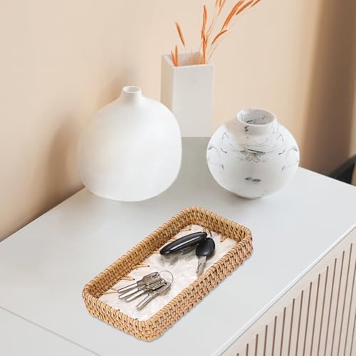 Key Basket for Entryway Table, Rattan Tray Rectangular Key Holder - Image 6