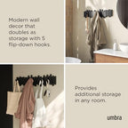 Umbra Sticks Wall Coat Rack, Wall Mount 8 Retractable Hooks - Image 4