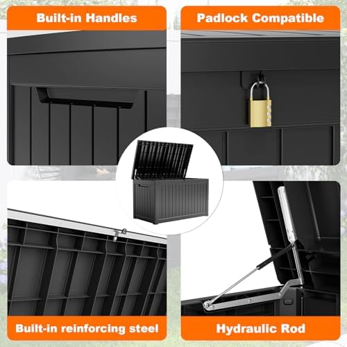 281 Gallon Outdoor Storage Box Lockable Waterproof Deck Box, Weatherproof - Image 6