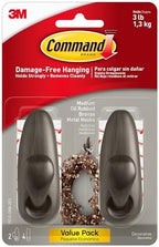 Command Medium Bronze Forever Classic Hooks, 2 Hooks, 4 Strips by Command