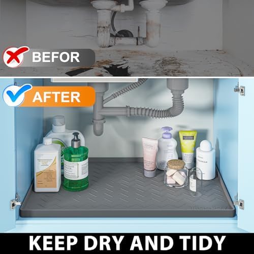TigeJoy Under Sink Mats for Kitchen Waterproof 40" x 19", Cabinet Liner - Image 5