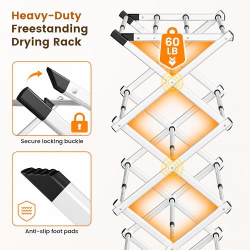 4-Tier Foldable Clothes Drying Rack, Adjustable Width 16.3"-27.95", Heavy Duty - Image 5