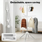 2-Layer Rotatable & Foldable Clothes Drying Rack 75" Stainless Steel Laundry - Image 4