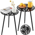 2-Pack Small Metal Side Tables Outdoor Patio Round Accent Table Modern Indoor by PartyZealot