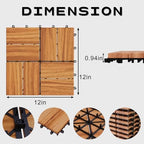 Solid Acacia Wood Interlocking Deck Tiles Snap Together Floor - Image 2